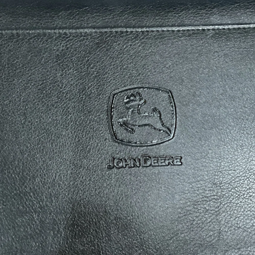 Classic zippered John Deere Charcoal Tablet Cover with extra pockets, calculator